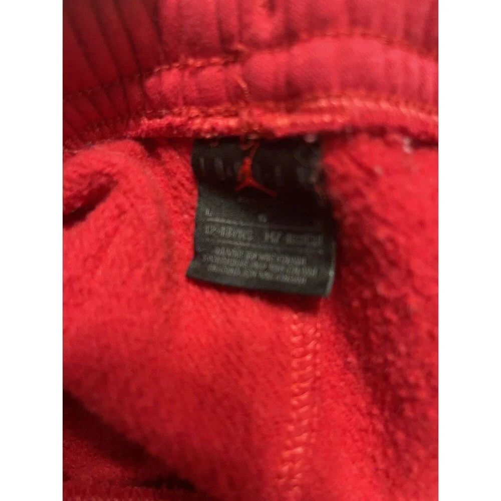 Jordan Red Fleece Jogger Pants Teens L Drawstring Elastic Waist Tapered